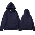 Sweat-shirt à capuche zippé bleu marine unisexe avec poches kangourou et cordon - Bleu marine