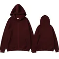 Sweat à capuche zippé bordeaux pour hommes et femmes montrant les vues avant et arrière - Bordeaux
