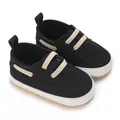 Scarpe in tela nera traspirante per neonati con suole in gomma bianca, età 0-1 anno - Nero