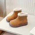Ζεστές μπότες χιονιού για κορίτσια από nubuck δέρμα με επένδυση φλις και φερμουάρ - 22 / Καφέ