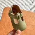 Scarpe Mary Jane da principessa per neonati verde oliva con una suola molto morbida - 12cm (6-12m) / Verde militare