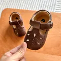 Scarpe classiche marrone scuro per neonati con suola morbida e motivo floreale - 11cm (0-6m) / Caffè