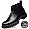 Botas Chelsea de hombre en cuero genuino con cremallera frontal y forro para cuatro estaciones - Forro Simple