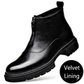 Botines Chelsea de cuero negro para hombre con cremallera y un forro polar cálido - Estilo con Forro de Felpa