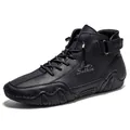Schwarze Herren Martin Boots aus geprägtem Leder mit rutschfester Oktopus-Sohle - 38 / Schwarz