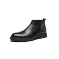 Bottines Chelsea classiques en cuir noir pour hommes, bottines chic et décontractées. - 38 / Bottines Britanniques à Zip Latéral (0097) / Noir