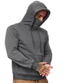 Felpa sportiva da uomo con maschera facciale integrata grigia, dettaglio cappuccio - Taglia M / Grigio scuro