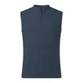 Men's sleeveless henley shirt featuring a half-button placket and dark blue textured fabric - S / Tops / Navy Blue