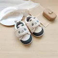 Chaussures de marche bébé crème avec visage de panda cartoon et bout noir - Beige