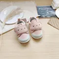 Chaussures de marche roses pour bébés avec semelles souples et velcro motif lapin - Rose