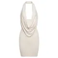Mini robe moulante dos nu sexy blanc crème avec décolleté bénitier profond et élégant - Kaki