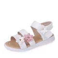 Sandalias blancas de verano para niñas con flores 3D decorativas y suela suave - Tallas 21-25 (5 pares por paquete) / Blanco