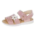 Pink girls' summer sandals featuring 3D floral accents and gold metallic centers - Sizes 21-25 (5 Pairs Per Pack) / Pink