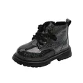 Shiny black children's Martin boots with glitter finish for autumn and spring - Size 21-25 (5 Pairs Pack) / Black (Iridescent Black)