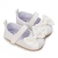Elegante weiße Babyschuhe für Mädchen mit einer großen Schleife und weicher Sohle - Weiß