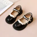 Elegante schwarz-weiße Mary Jane Prinzessinnenschuhe für Mädchen mit süßem Schleifendetail - Größe 23 (Innenlänge ca. 14,5 cm) / Schwarz
