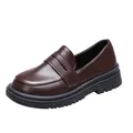 Classic girls' brown British style school loafer shoes with thick chunky black sole - Size 26 / Inner Length 16cm / Brown