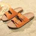 Sandali platform arancioni con doppia fibbia in sughero per donna, comodi per spiaggia estiva - arancio-rosso