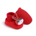 Festive red baby walking shoes with cute rabbit decoration and anti-slip sole. - Lucky Rabbit (6142-6)