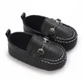 Mocassins bébé noirs classiques à semelle souple et boucle mors pour nourrissons - Noir