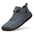 Blue men's casual shoes with hand-stitched details and rubber sole - 38 / 2401 Blue