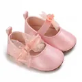 Zapatos Mary Jane rosas para bebé niña con elegante lazo de encaje para caminar - Rosa