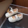 Zapatos Mary Jane plateados con purpurina para niñas con detalle de mariposa y lentejuelas - 21 / Beige