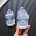 Hellblaue Baby-Lauflernschuhe mit Cartoon-Motiv, weicher Sohle und Klettverschluss - 16 / Blau