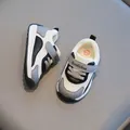 Breathable grey and white mesh sneakers for toddlers with soft flexible walking soles - Size 16 / Inner 12.5cm / Black