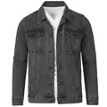 Classic vintage washed black denim jacket for men featuring stylish double chest pockets - M / Tops / Gray