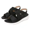 Sandales plates bohèmes à brides élastiques noires pour femmes avec semelle blanche - 36 / Noir