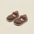 Klassische braune Lauflernschuhe aus Kunstleder mit Klettverschluss für Jungen und Mädchen - Braun