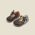 Scarpe Mary Jane nere eleganti per bambine con grande decorazione floreale a fiore - Lunghezza Interna 11.5cm / Stile Floreale Tridimensionale (20MBX91103) / Nero