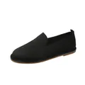 Mocassini da donna in maglia nera traspirante, scarpe da passeggio piatte casual - Nero