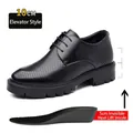Men's 10cm elevator dress shoes with perforated leather and lace-up design - 37 / 10CM Elevator Hollow Out Style (7108-1) / Black