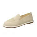 Mocassini da donna in maglia beige traspirante, scarpe basse slip-on in stile casual - Albicocca