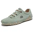 Detalle de zapato casual para hombre en cuero verde menta con suela de pulpo única. - Verde Manzana