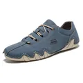Blaue Herren-Freizeitschuhe im Oktopus-Stil aus Nubukleder mit einzigartiger beiger Gummisohle - 39 / Dunkelblau