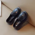 Klassieke zwart leren loafers in Britse stijl voor jongens met comfortabele platte zolen - Maat 30 / Zwart