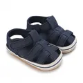 Scarpine primi passi estive traspiranti per neonato in tessuto denim blu con suola morbida - Lunghezza Suola 11CM / Blu