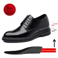 Classic men's black formal leather business shoes with 8cm height-increasing insoles - 8cm Height Increasing Style