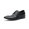 Eleganti scarpe stringate da uomo in pelle nera con goffratura a coccodrillo raffinata - Nero