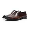 Chaussures habillées classiques en cuir marron pour hommes avec finition polie - Café Brossé / 37