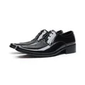 Chaussures Derby élégantes en cuir noir avec motif crocodile pour le bureau formel - Noir