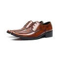 Chaussures Derby marron en cuir véritable pour hommes avec gaufrage crocodile élégant pour bureau - Brun Jaunâtre