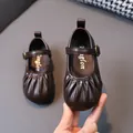 Elegantes zapatos Mary Jane marrón oscuro para bebé niña con suelas suaves antideslizantes y hebilla - Estilo Mary Jane (M339) / Pack de 5 Pares (Talla 22-26) / Marrón