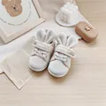 Niedliche cremefarbene Baby-Lauflernschuhe mit Hasenohren und weicher Sohle aus Canvas - Größe 14.5 (Länge ca. 14.5cm) / Kaninchen