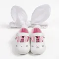 White baby rabbit princess walking shoes with matching ear headband - 11cm / Rabbit Ear Walking Shoes & Headband Set / White