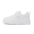 Classic all-white children's leather low-top sneakers featuring a hook and loop strap - 28 (17.8cm) / White