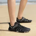 Durable quick-dry black water shoes for beach and hiking with non-slip soft rubber sole - 36 / Black